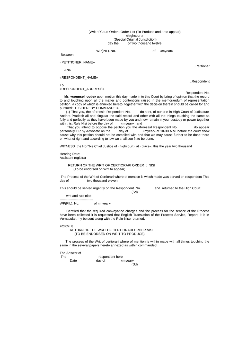 Writ Petition Public Interest Litigation Check List preview page 37
