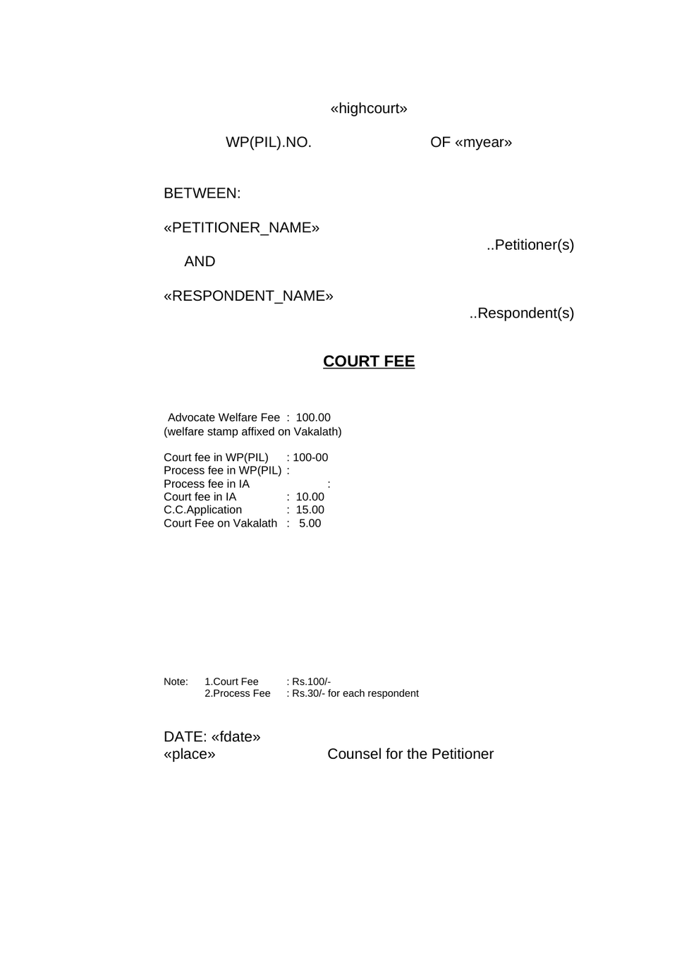 Writ Petition Public Interest Litigation Check List preview page 5