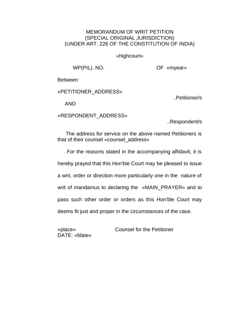 Writ Petition Public Interest Litigation Check List preview page 6