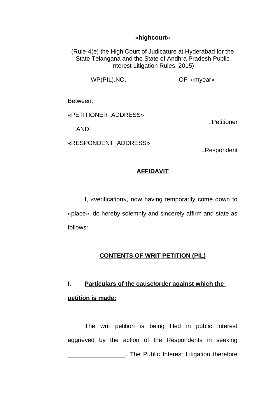 Writ Petition Public Interest Litigation Check List preview page 9