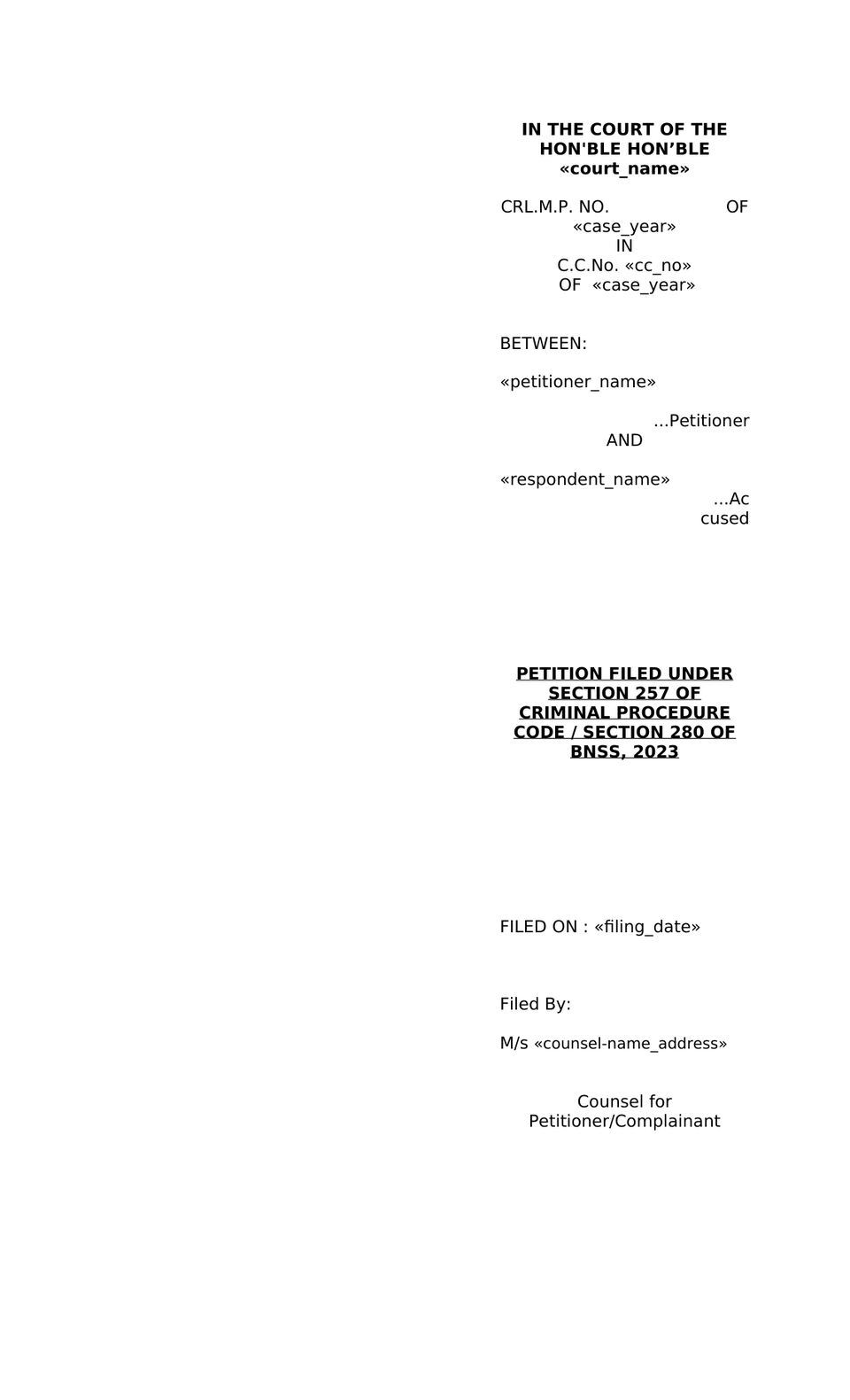 257 Crpc Or 280 Bnss Petition preview page 2