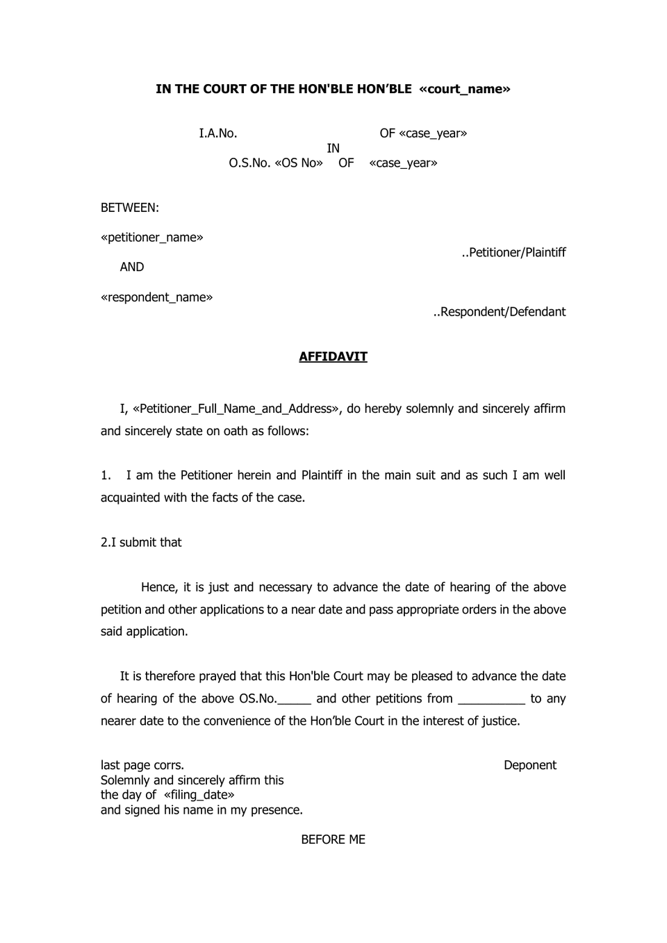 Adoption Memo petition format preview
