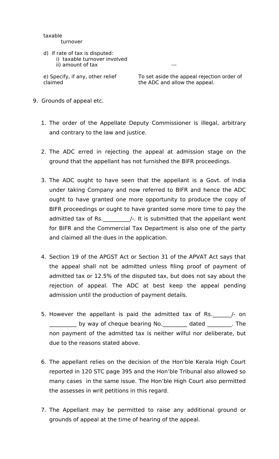 Appeal Memorandum Appellate Tribunal preview page 2