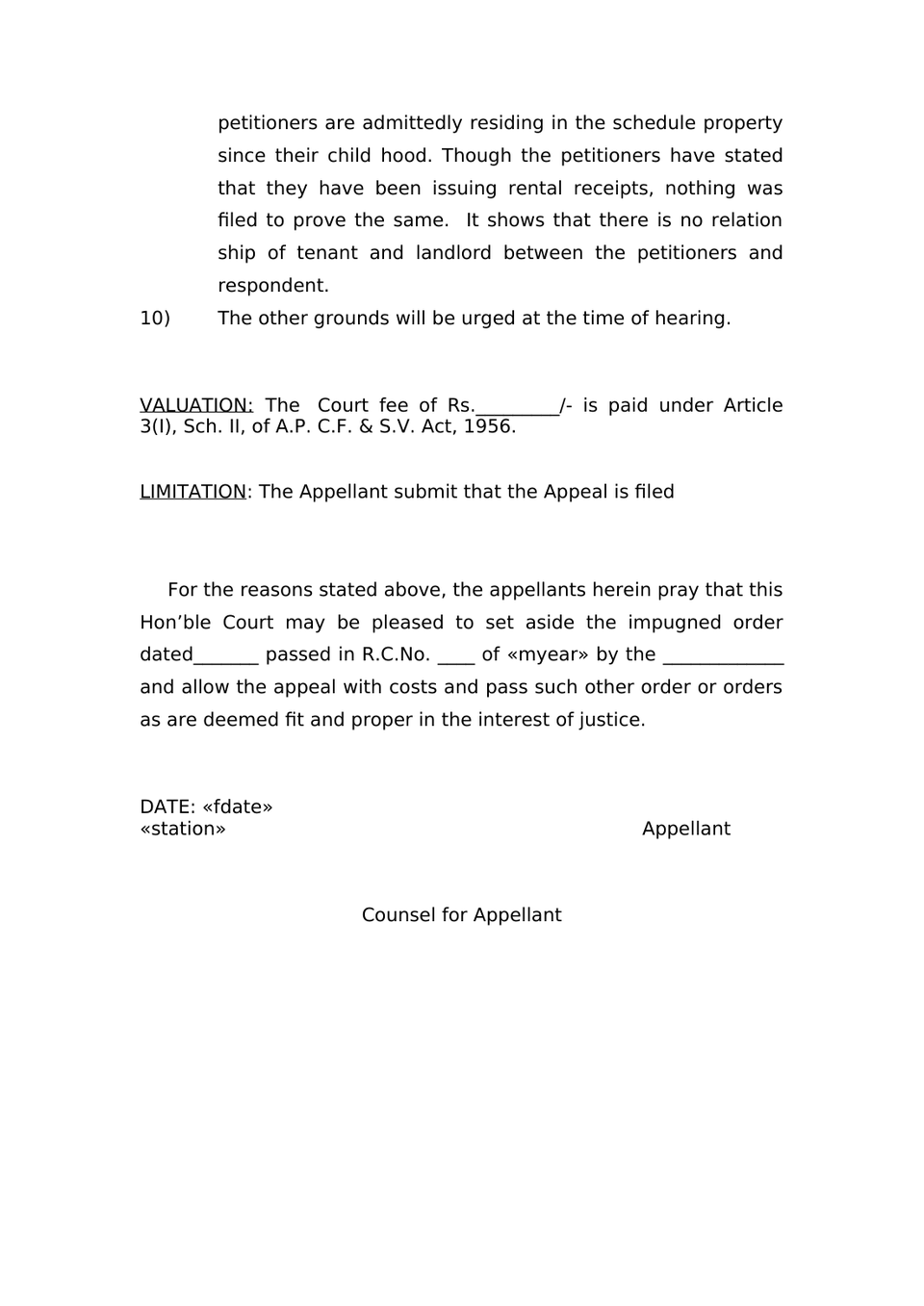 Appeal Under Section 20(2) Rent Control Act preview page 3