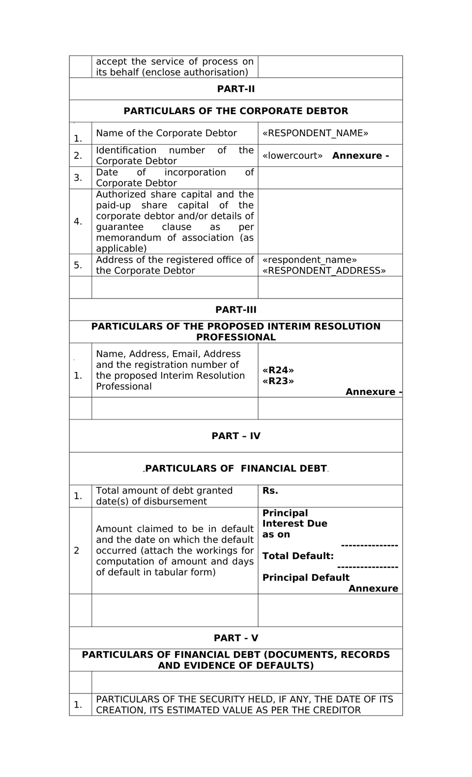 Application By Financial Creditor Ibc 2016 Cirp preview page 2