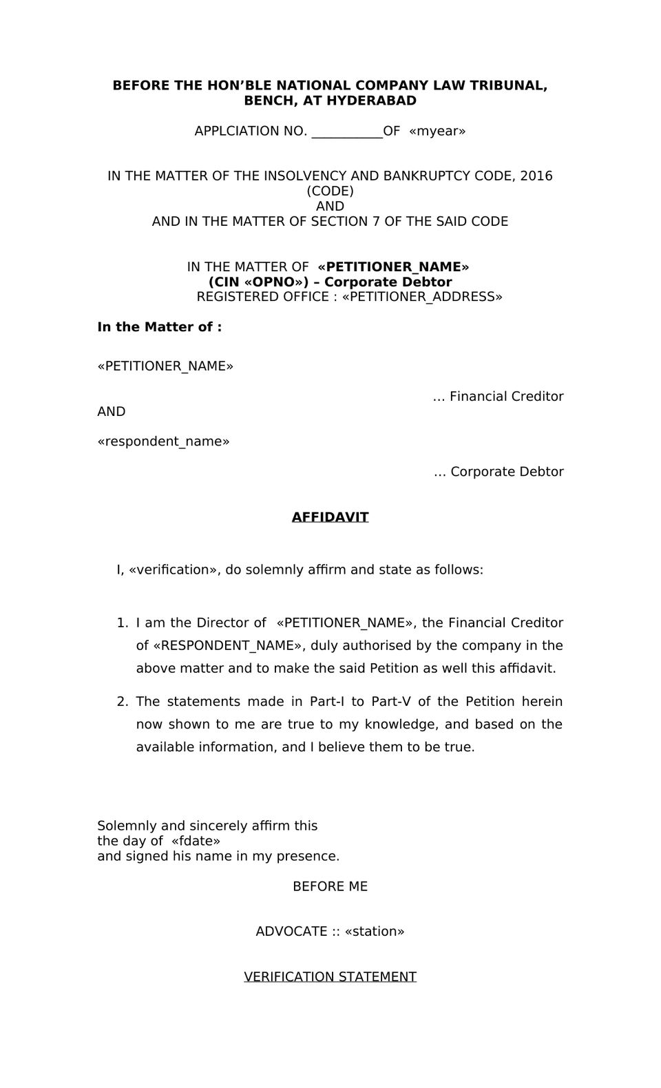 Application By Financial Creditor Ibc 2016 Cirp preview page 12