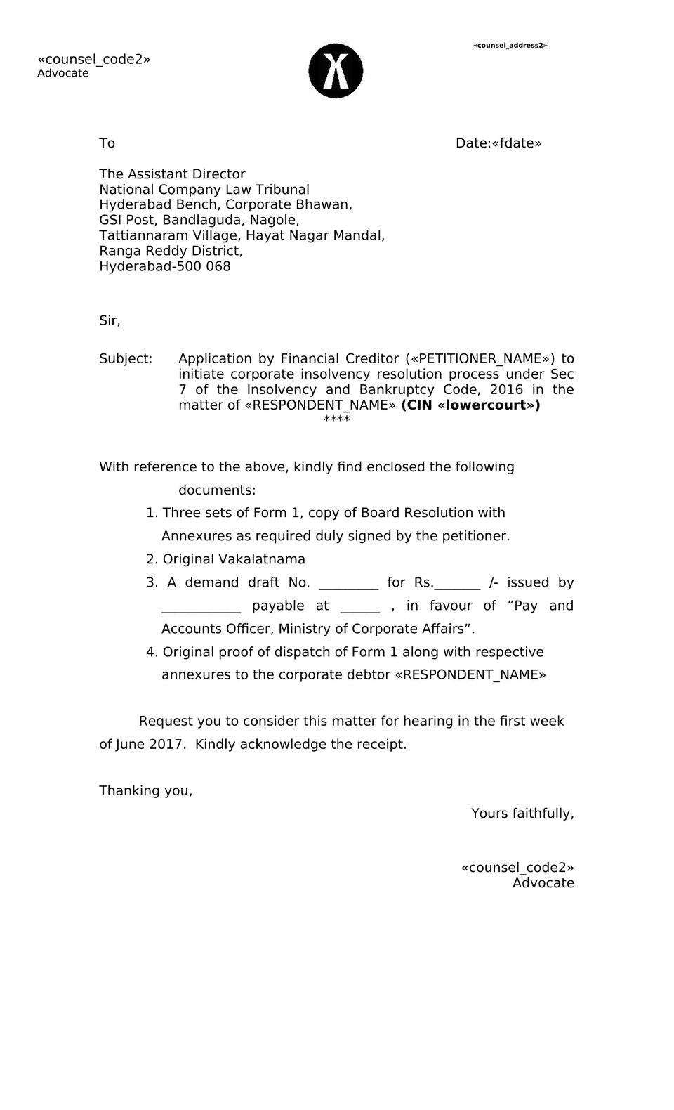 Application By Financial Creditor Ibc 2016 Cirp preview page 14