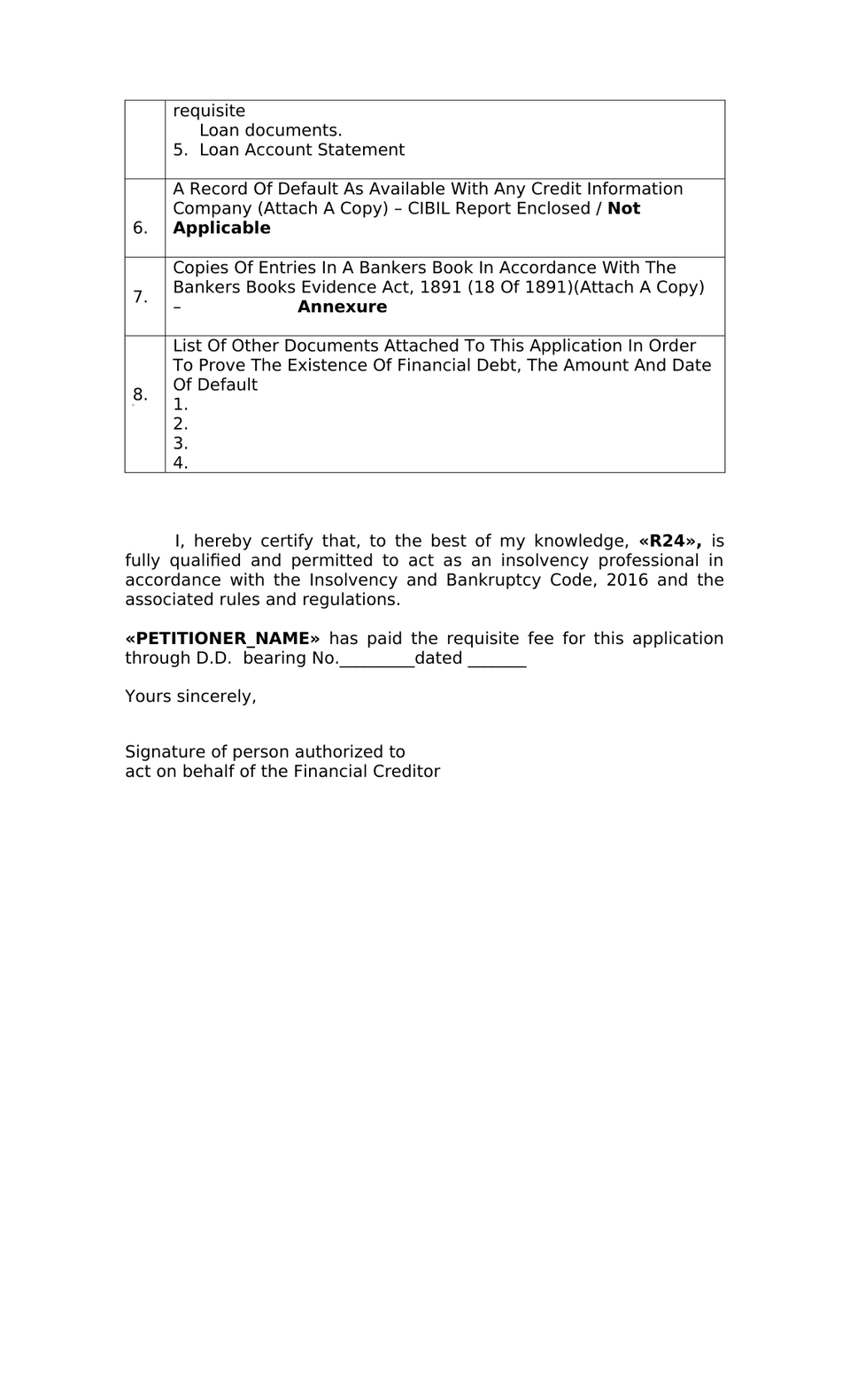 Application By Financial Creditor Ibc 2016 Cirp preview page 4