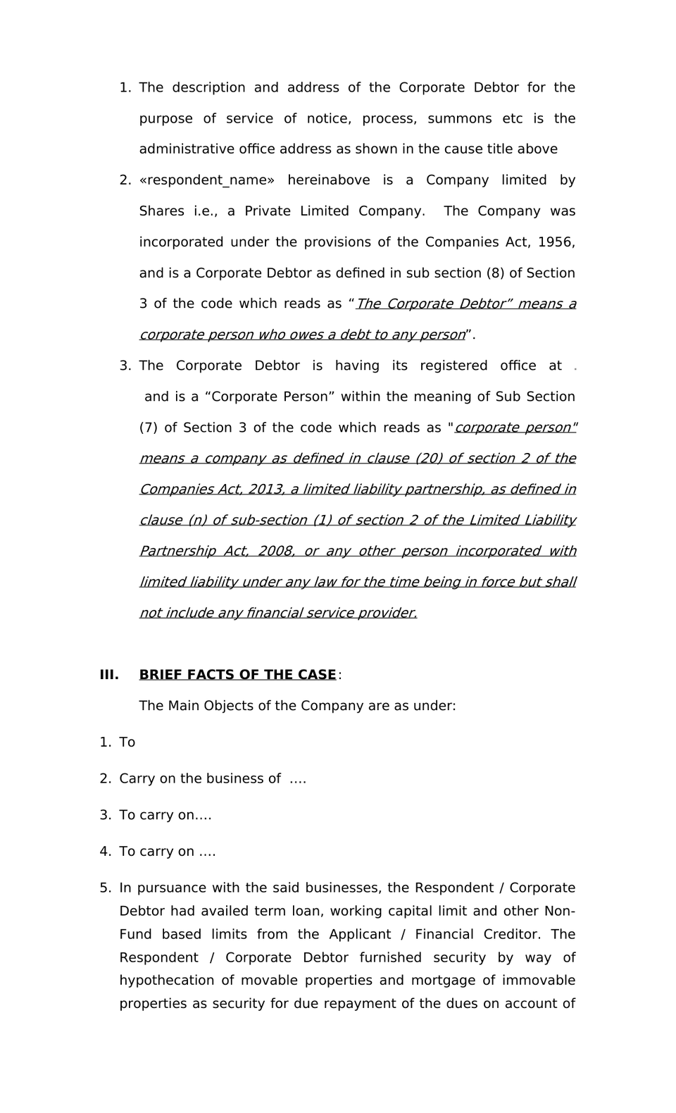 Application By Financial Creditor Ibc 2016 Cirp preview page 6