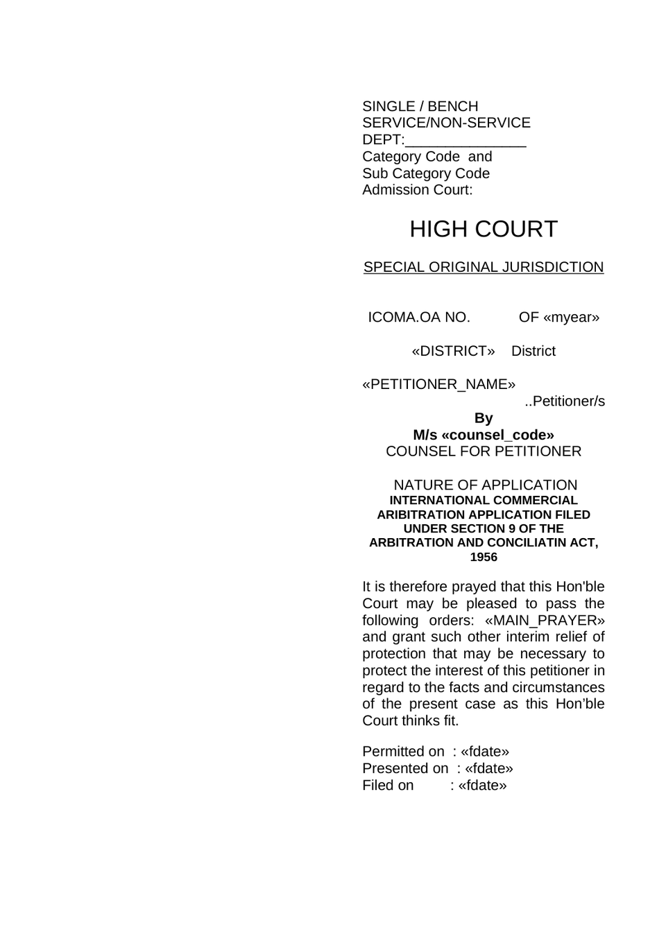 Aribitration Application Filed Under Section 9 Of The Arbitration And Conciliatin Act, 1956 preview page 15