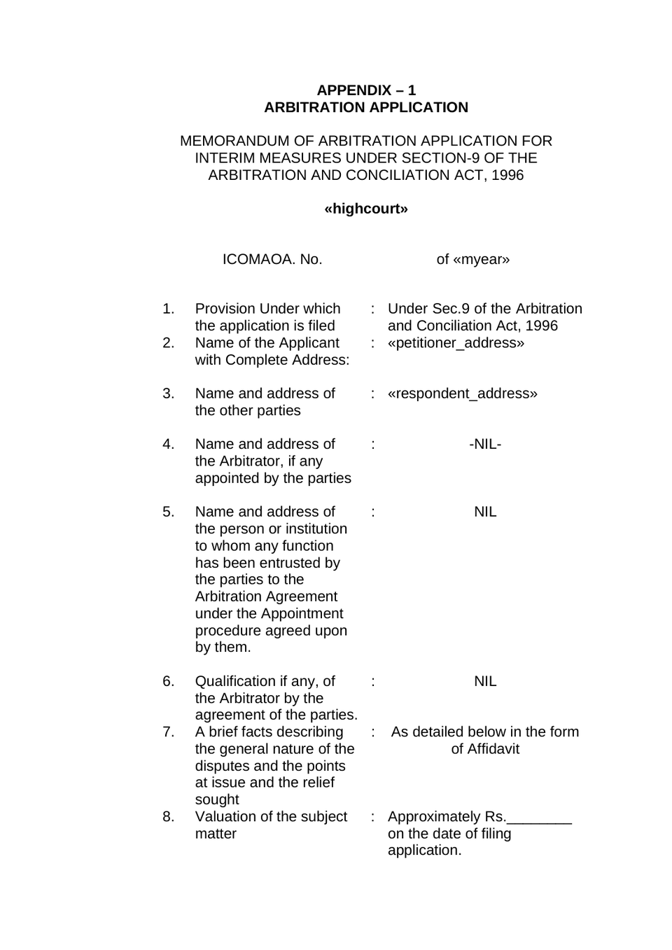 Aribitration Application Filed Under Section 9 Of The Arbitration And Conciliatin Act, 1956 preview page 5