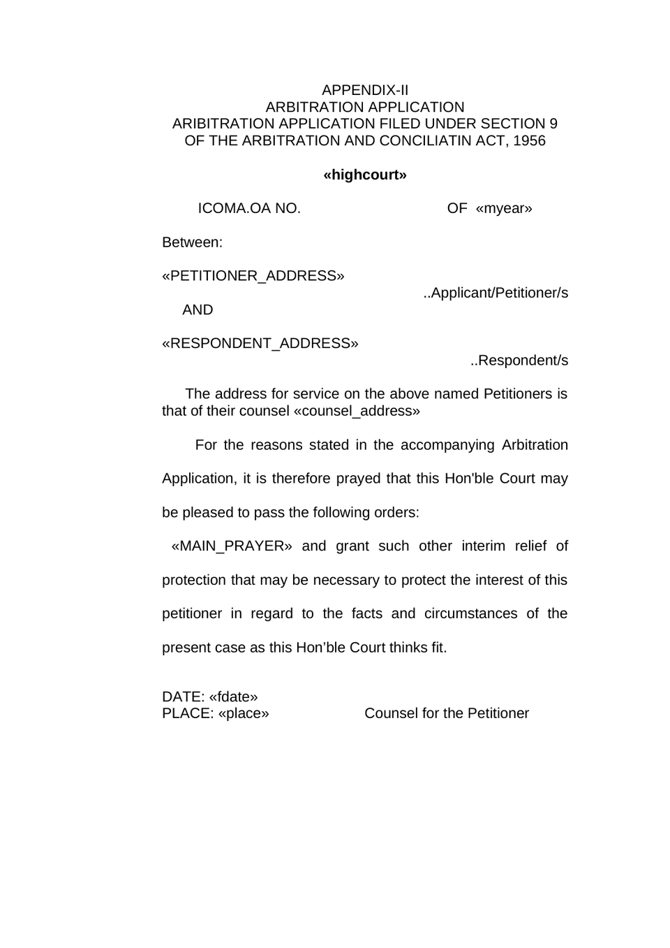 Aribitration Application Filed Under Section 9 Of The Arbitration And Conciliatin Act, 1956 preview page 7