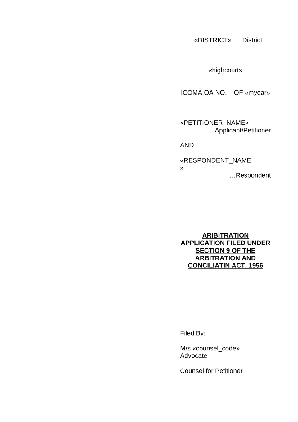 Aribitration Application Filed Under Section 9 Of The Arbitration And Conciliatin Act, 1956 preview page 8