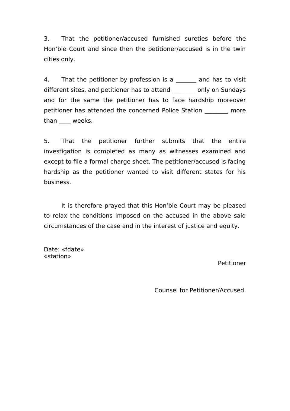 Bail Petition Under Sec 483(1) Bnss preview page 2