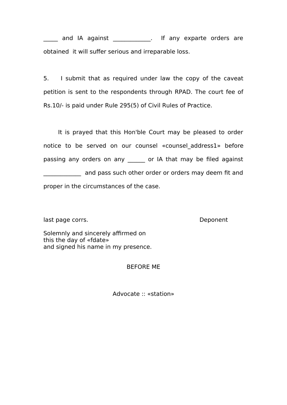 Caveat Petition In Trial Court preview page 2