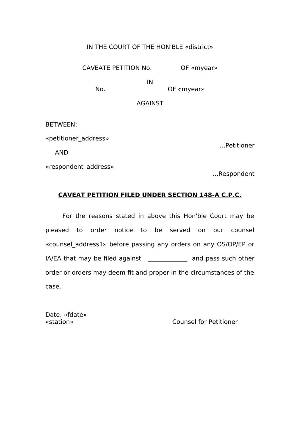 Caveat Petition In Trial Court preview page 3