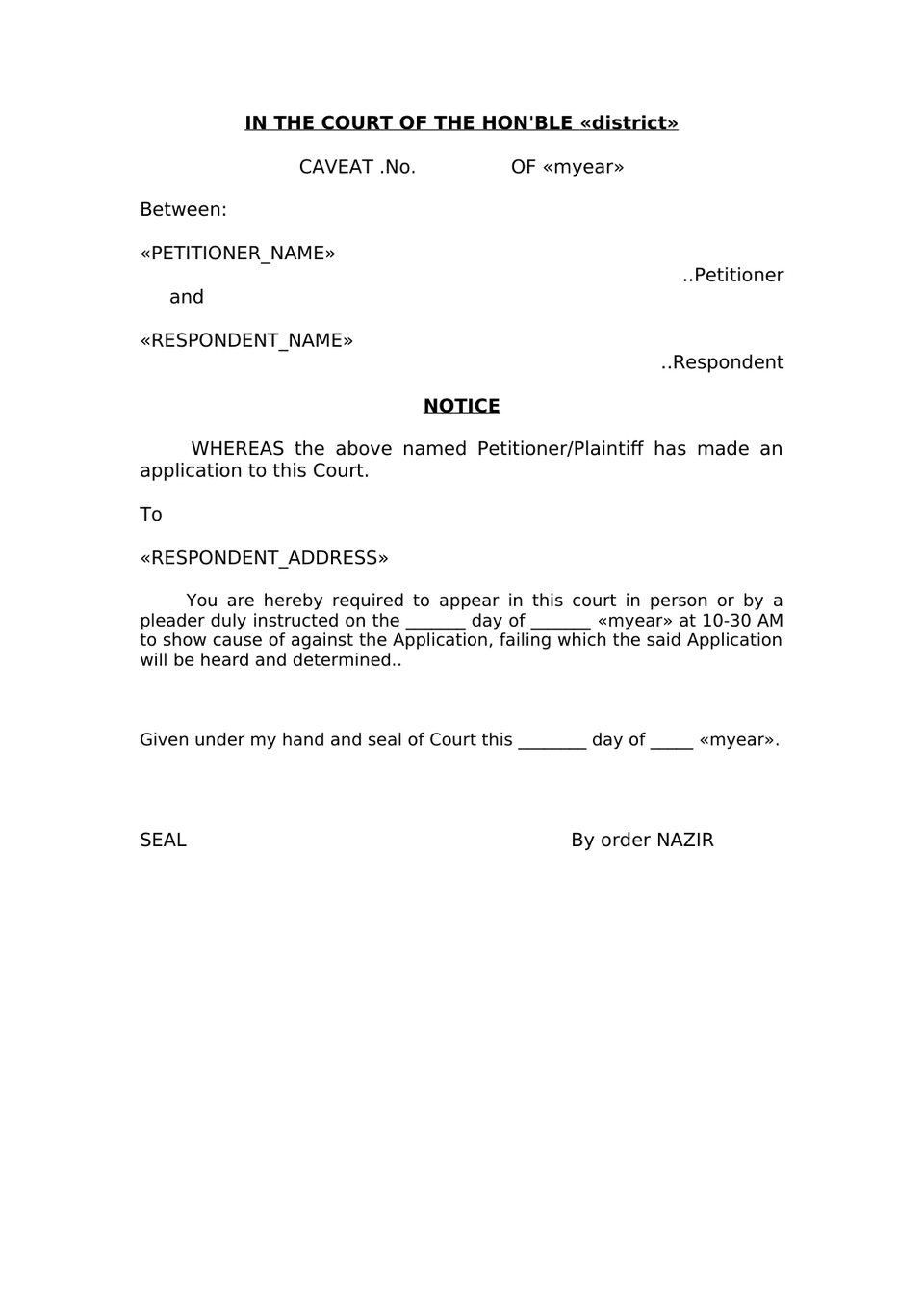 Caveat Petition In Trial Court preview page 5