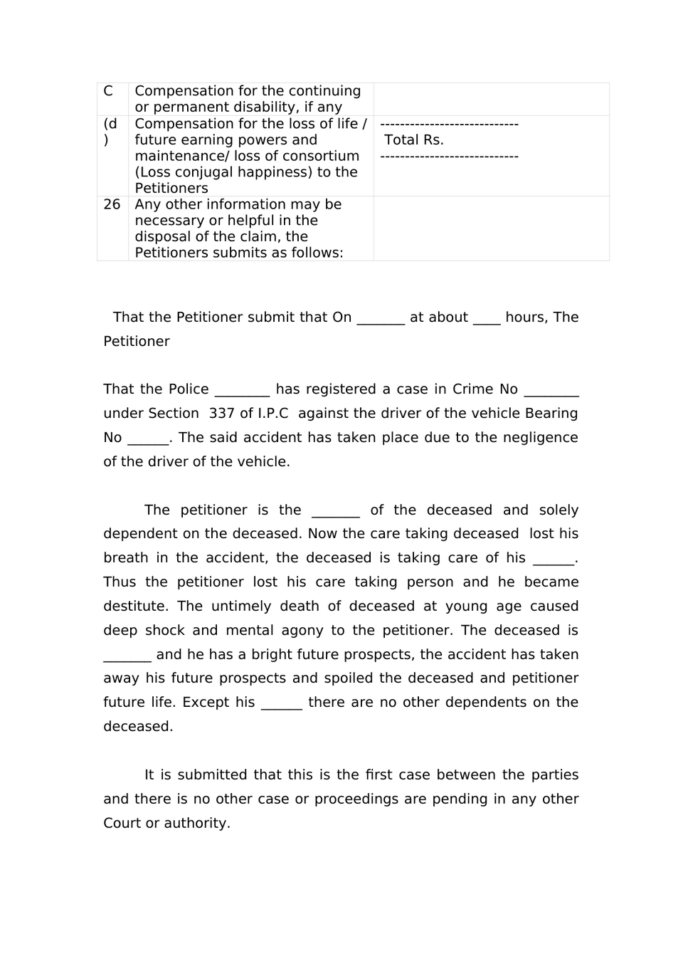 Claim Petition Death Under Sec 166 Mv Act 1988 preview page 4
