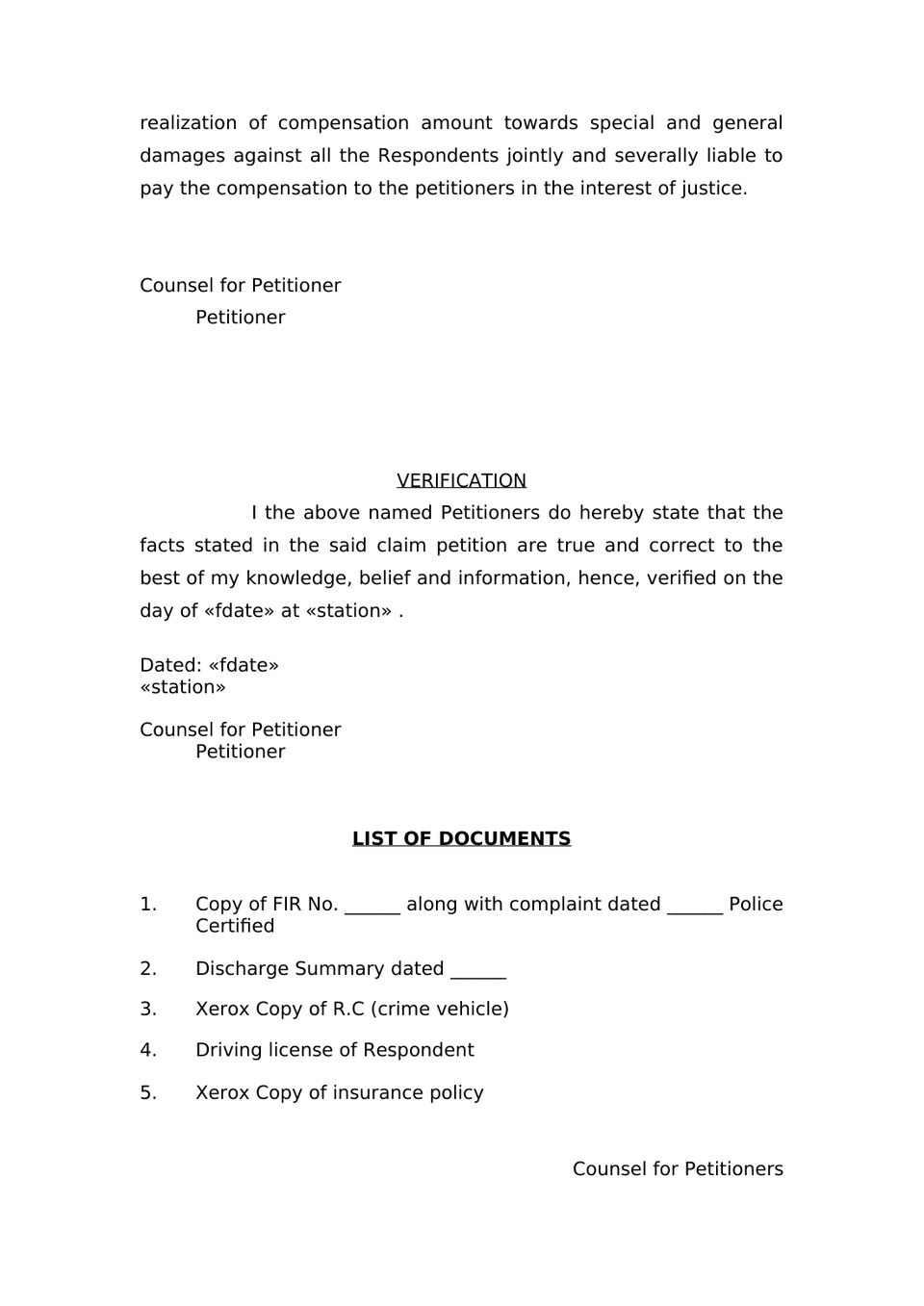 Claim Petition Death Under Sec 166 Mv Act 1988 preview page 6