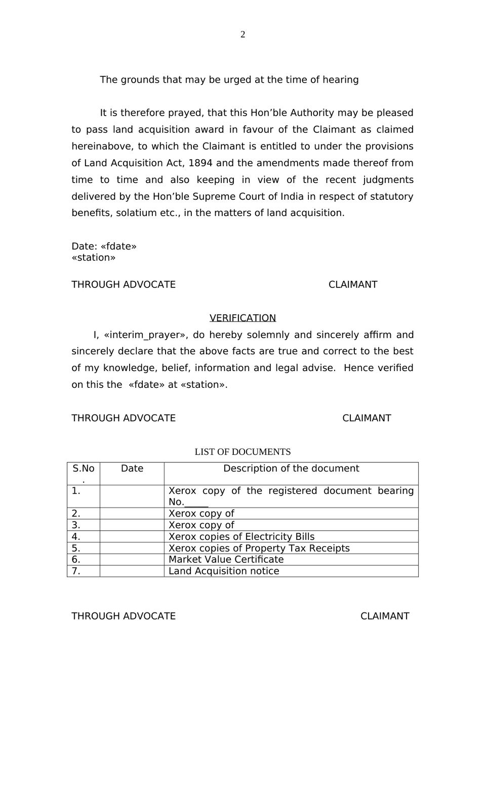 Claim Petition Filed Us 9(3) And 10 Of Land Acquisition Act 1 Of 1894 preview page 2