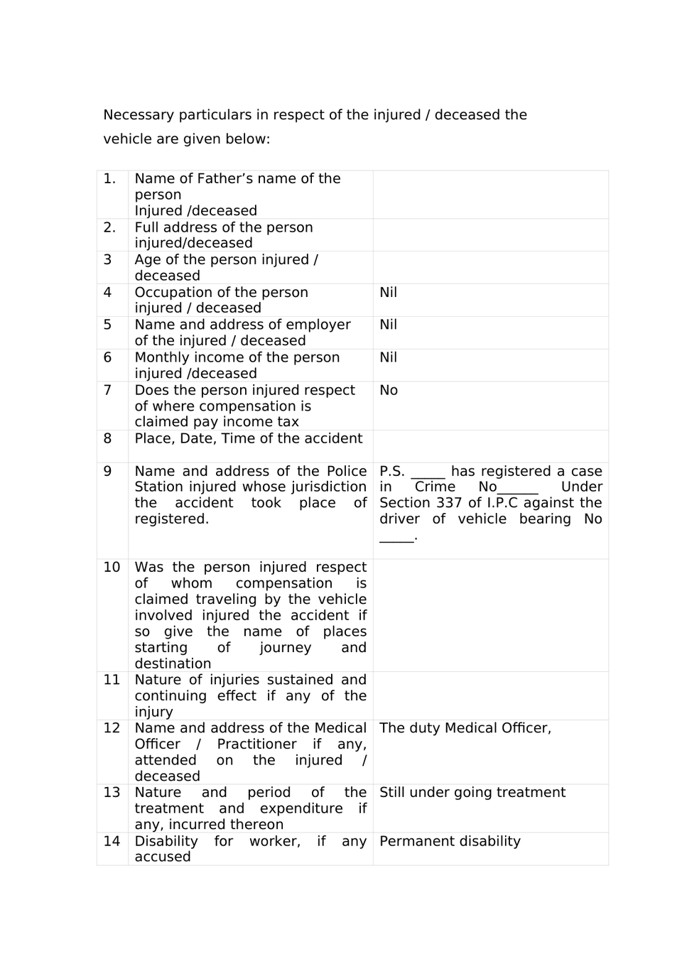 Claim Petition Injury Under Sec 166 Mv Act 1988 preview page 2