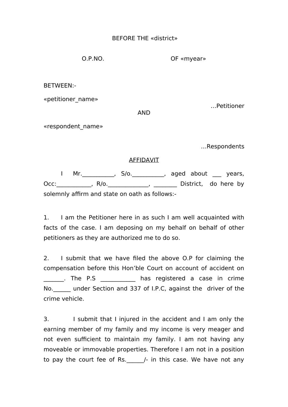 Claim Petition Injury Under Sec 166 Mv Act 1988 preview page 12