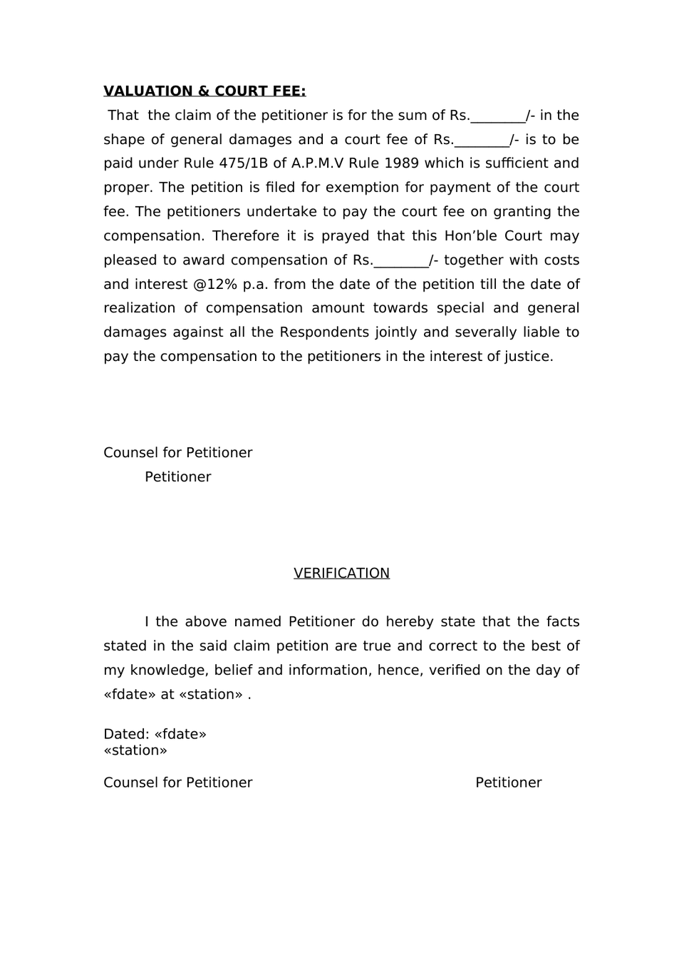 Claim Petition Injury Under Sec 166 Mv Act 1988 preview page 6