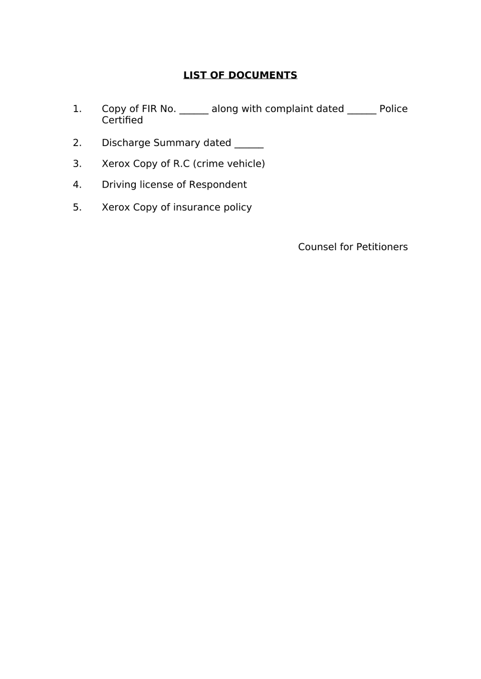 Claim Petition Injury Under Sec 166 Mv Act 1988 preview page 7
