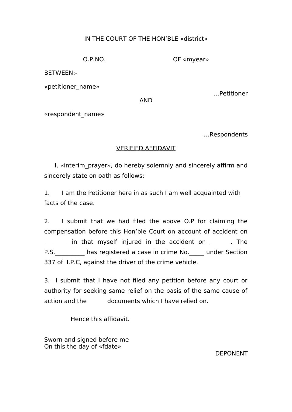 Claim Petition Injury Under Sec 166 Mv Act 1988 preview page 9