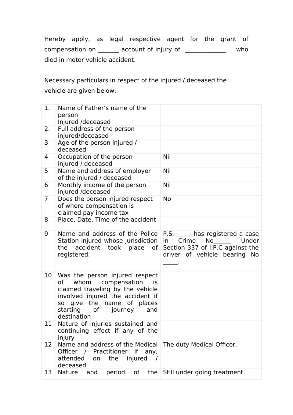 Claim Petition Under Sec 166 Mv Act 1988 preview page 2