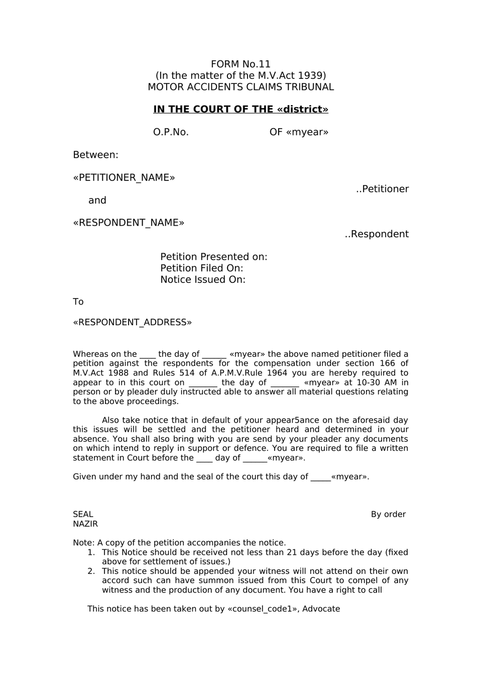 Claim Petition Under Sec 166 Mv Act 1988 preview page 14