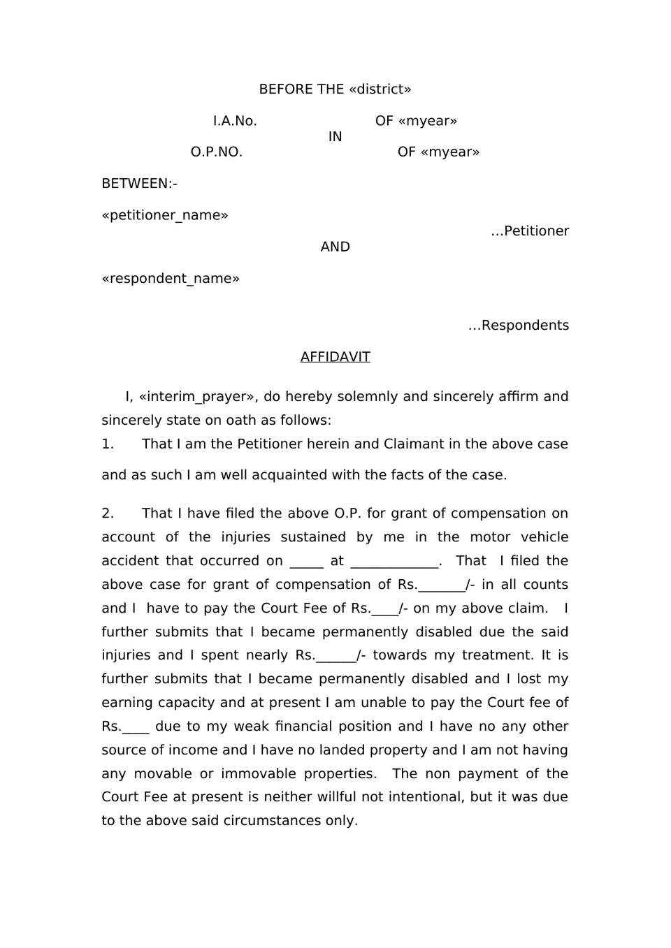 Claim Petition Under Sec 166 Mv Act 1988 preview page 16