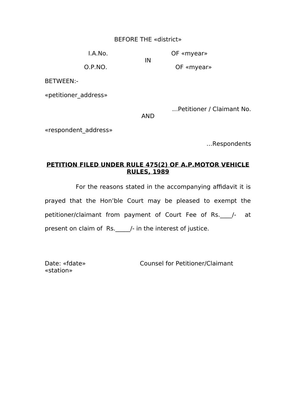 Claim Petition Under Sec 166 Mv Act 1988 preview page 18
