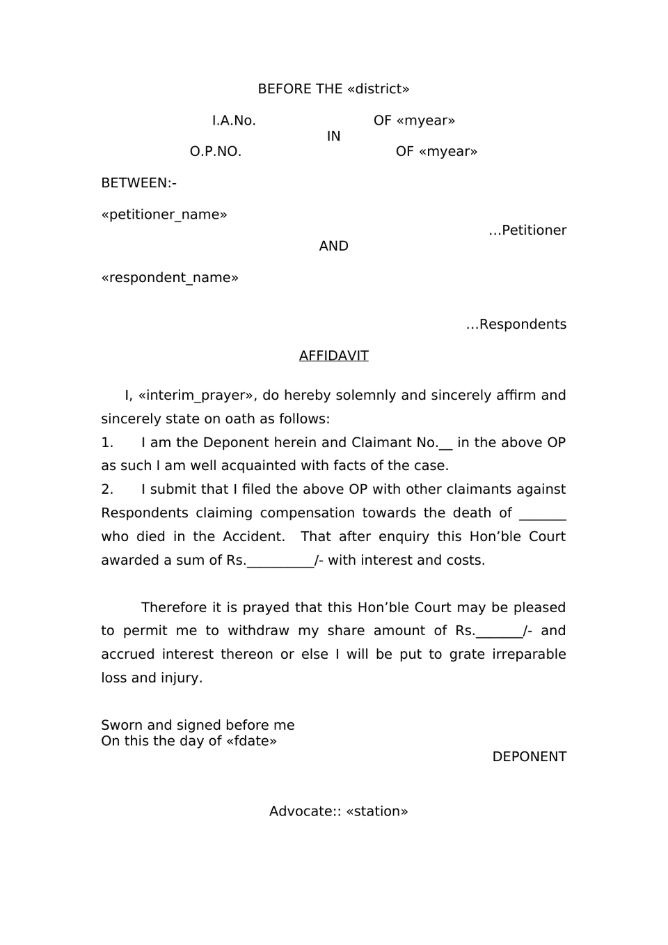Claim Petition Under Sec 166 Mv Act 1988 preview page 20