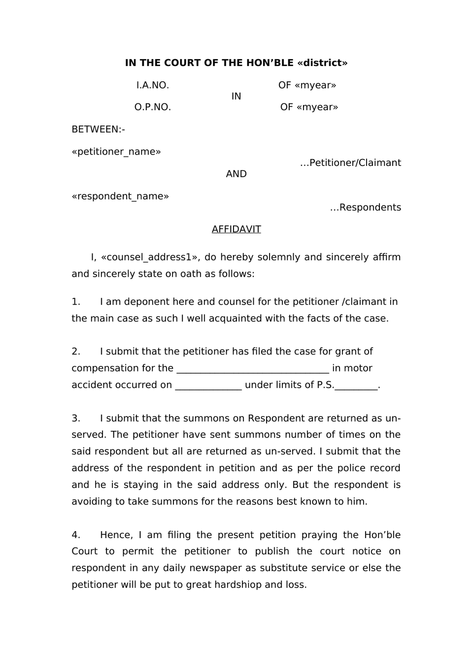 Claim Petition Under Sec 166 Mv Act 1988 preview page 28