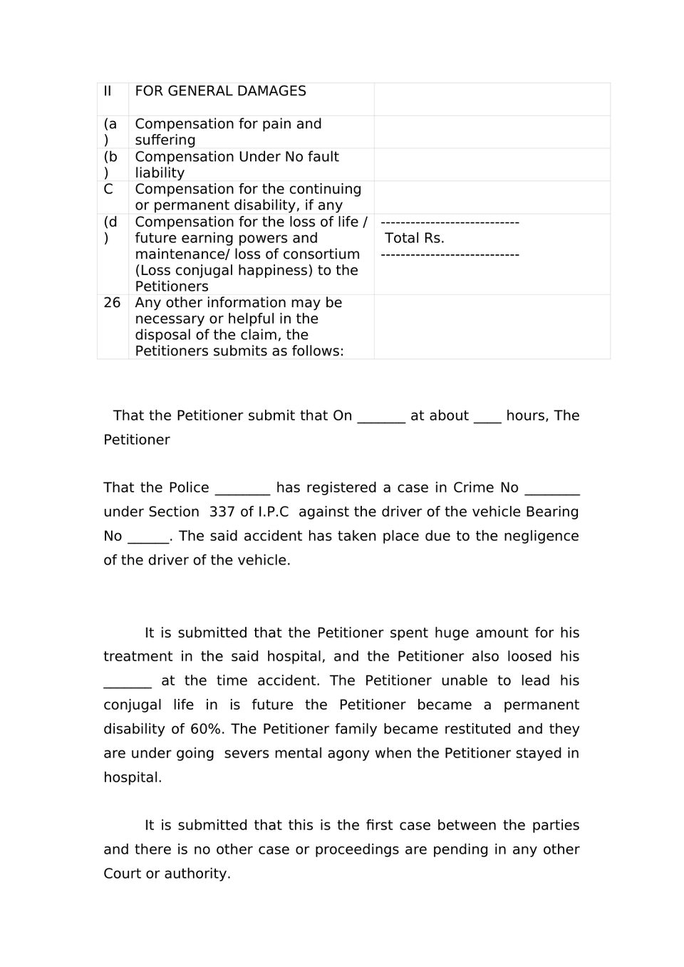 Claim Petition Under Sec 166 Mv Act 1988 preview page 4