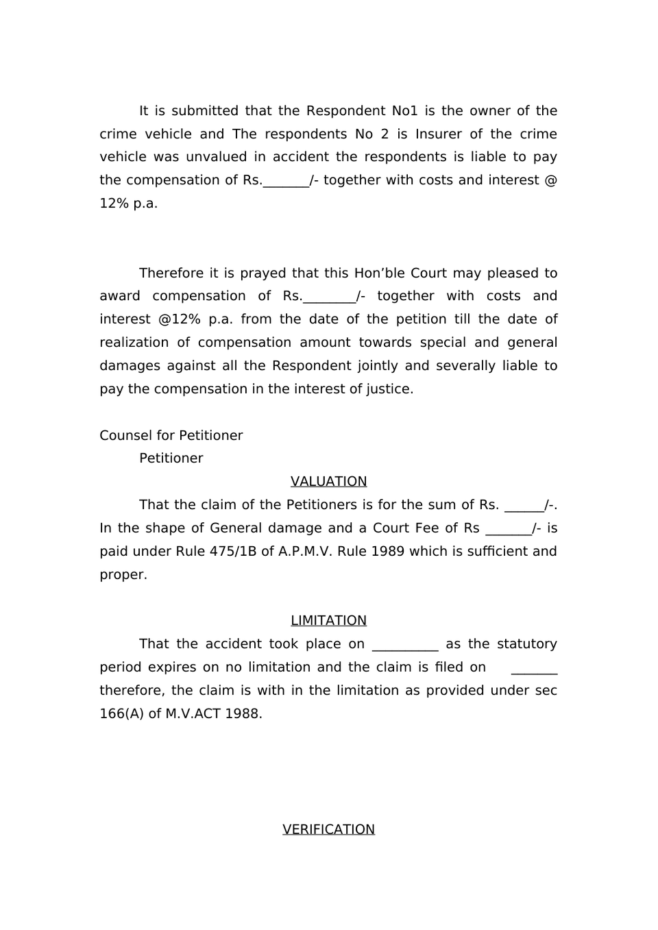 Claim Petition Under Sec 166 Mv Act 1988 preview page 5