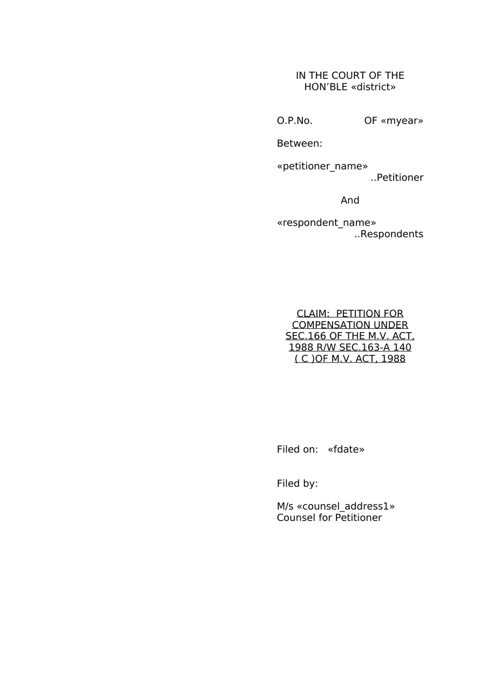 Claim Petition Under Sec 166 Mv Act 1988 preview page 7