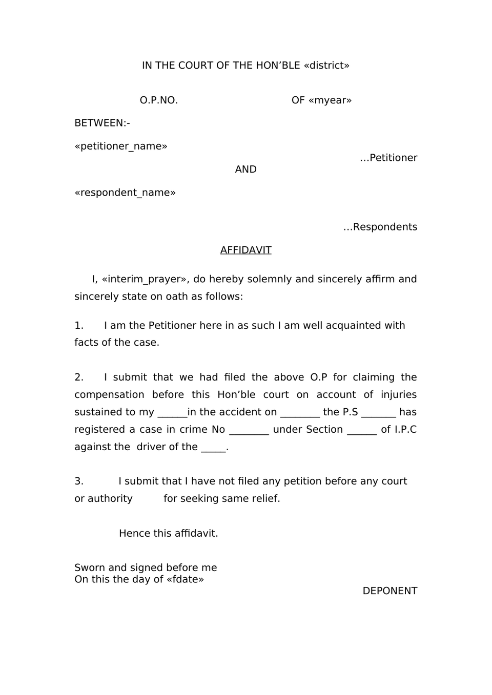 Claim Petition Under Sec 166 Mv Act 1988 preview page 8