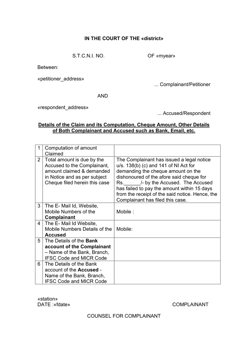 Complaint Under Section 210(1)(A) Rw 223 Bnss 2023 preview