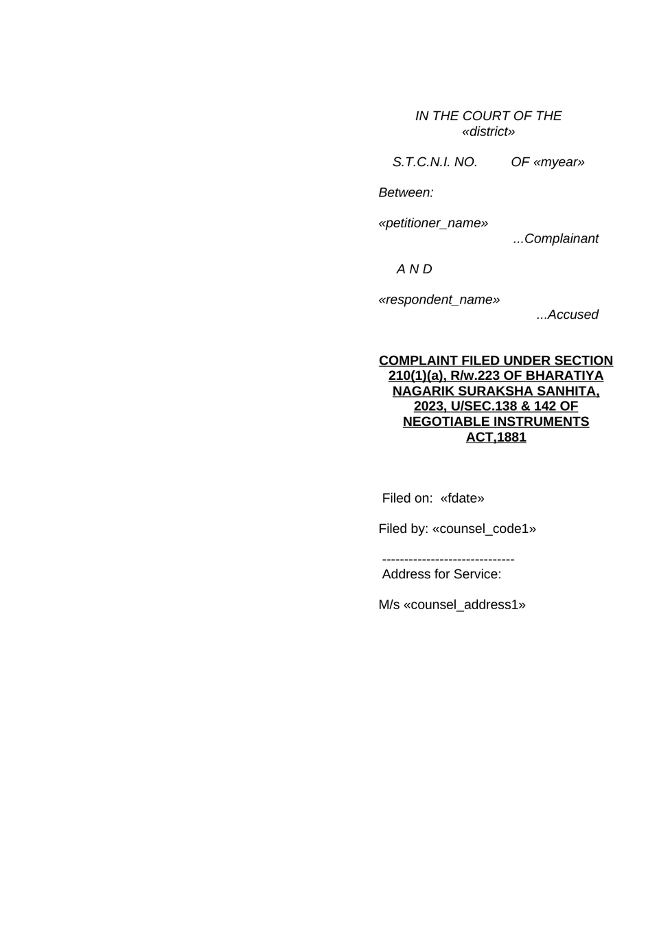 Complaint Under Section 210(1)(A) Rw 223 Bnss 2023 preview page 11