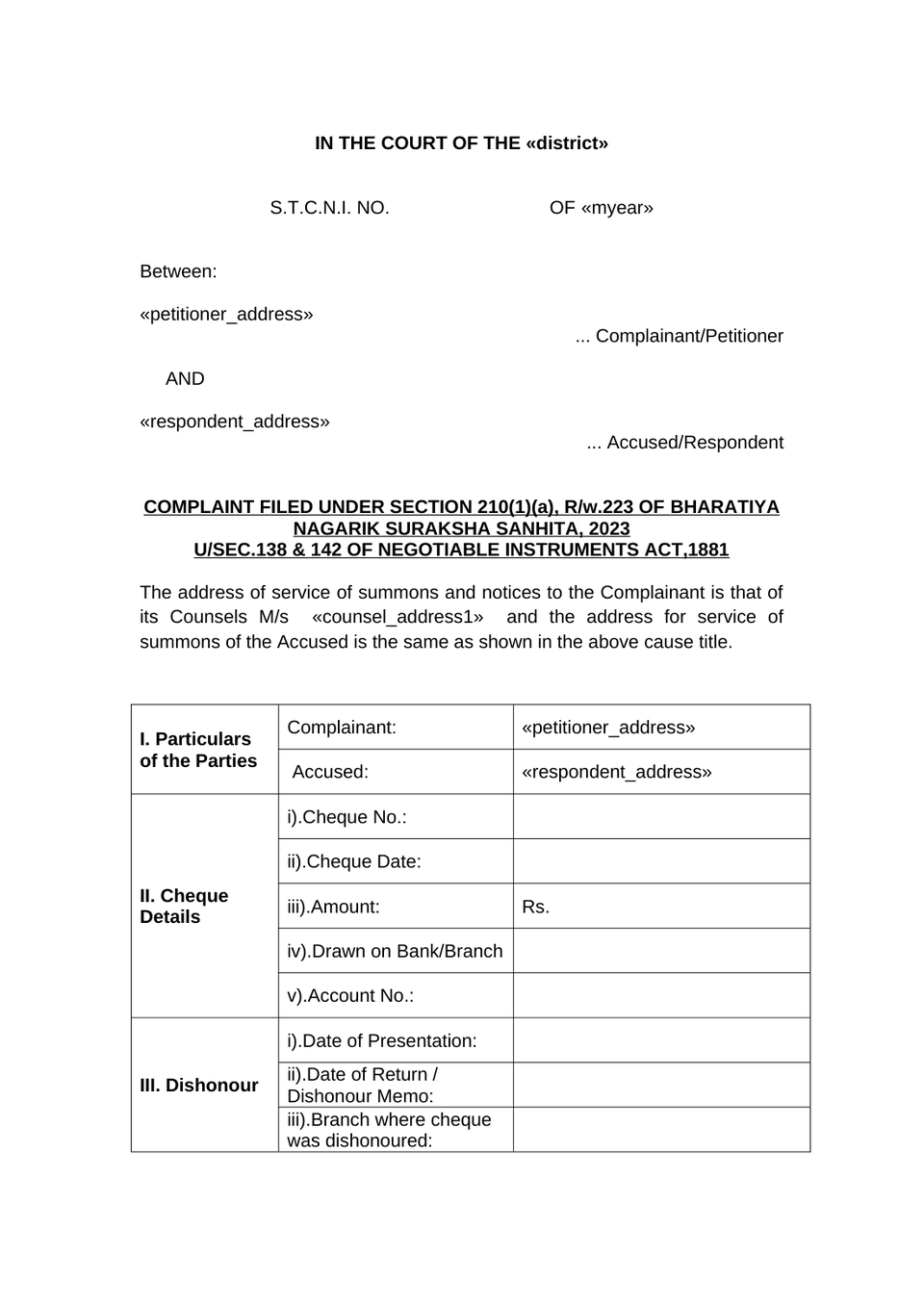Complaint Under Section 210(1)(A) Rw 223 Bnss 2023 preview page 3