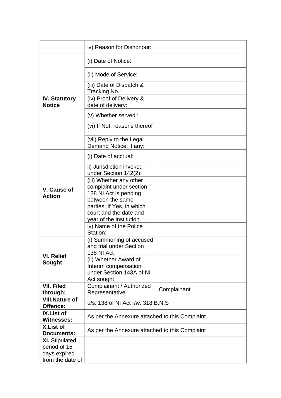 Complaint Under Section 210(1)(A) Rw 223 Bnss 2023 preview page 4