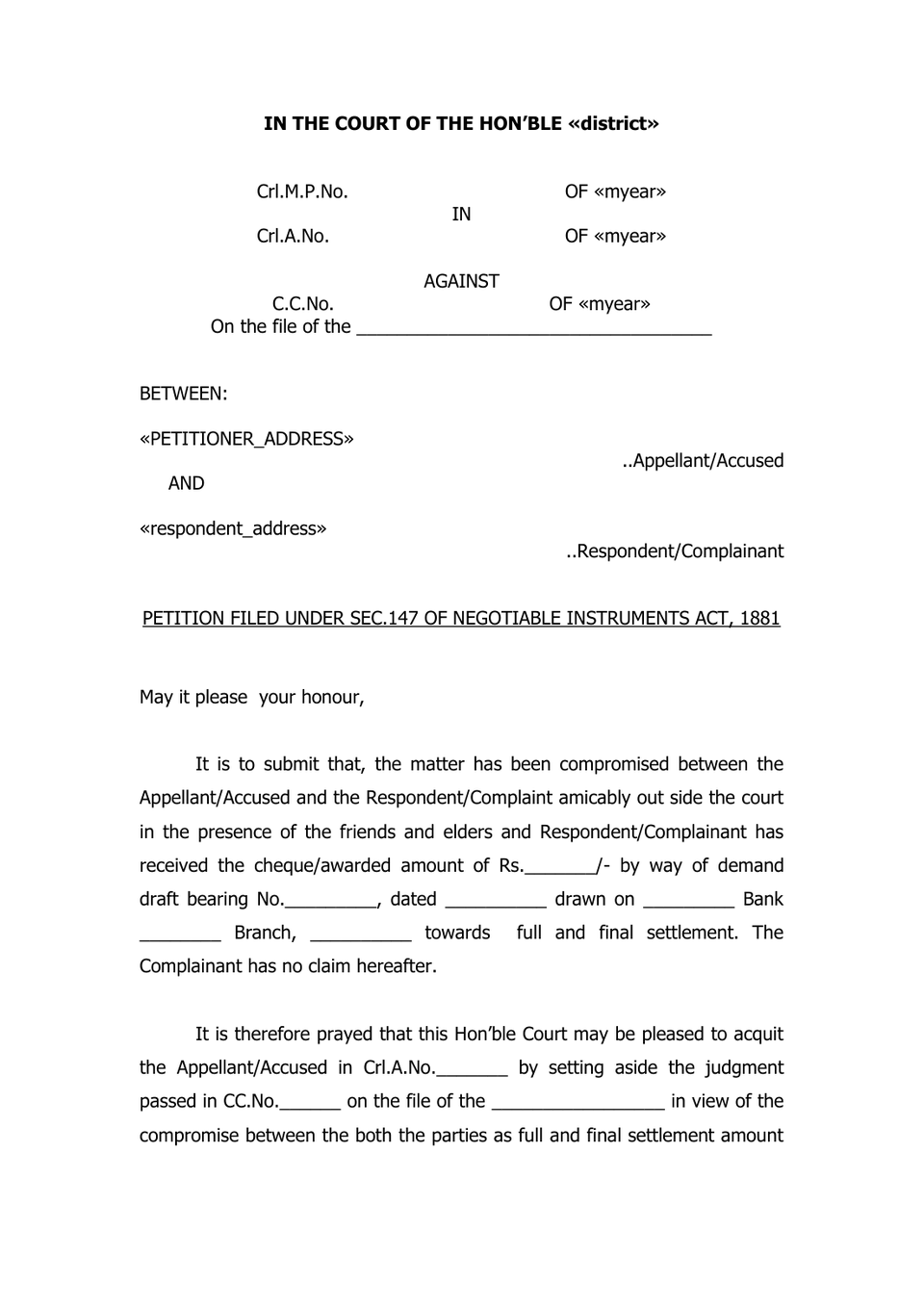 Compromise Ni Act (Cheque Bounce Case) preview