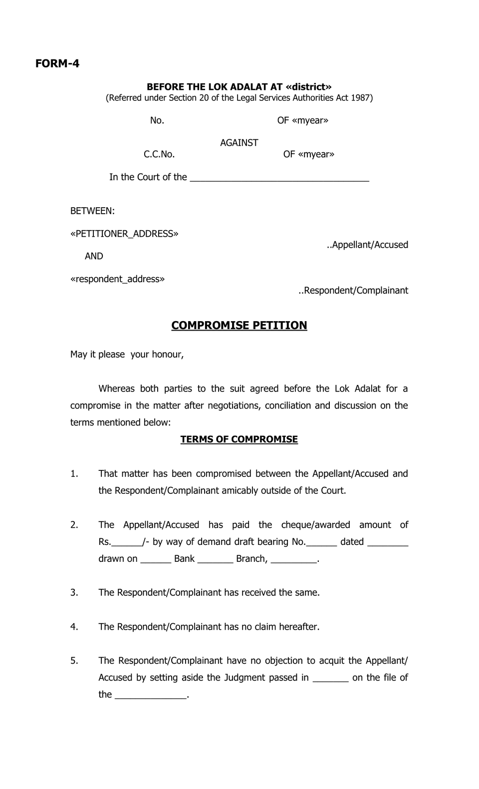 Compromise Petition Lok Adalat preview