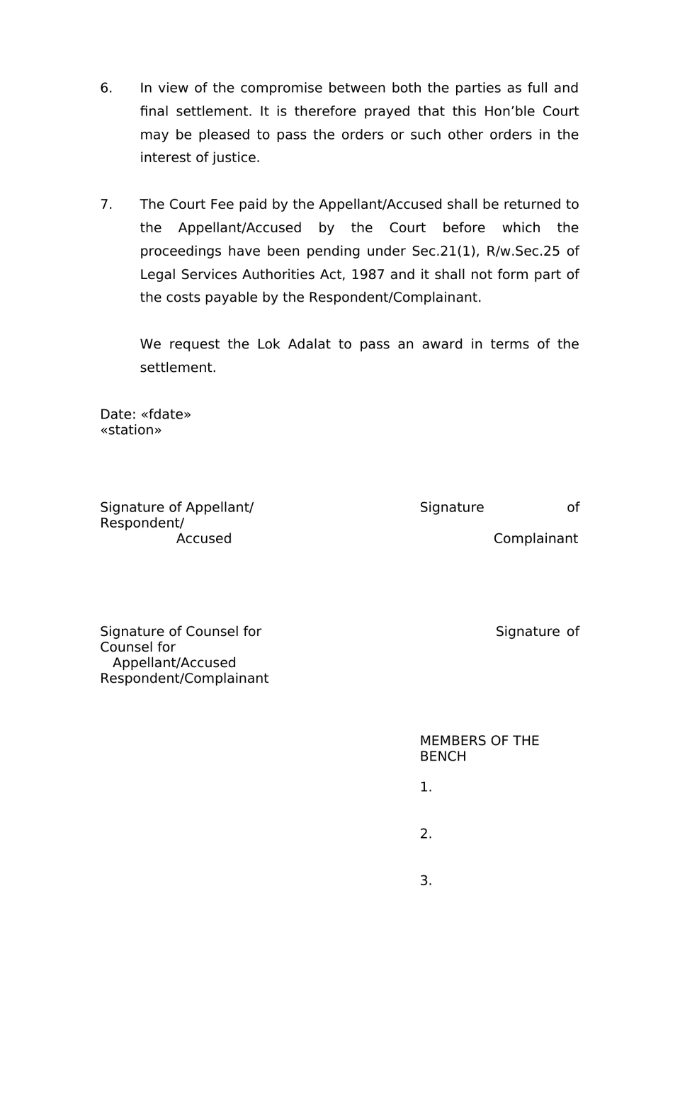 Compromise Petition Lok Adalat preview page 2