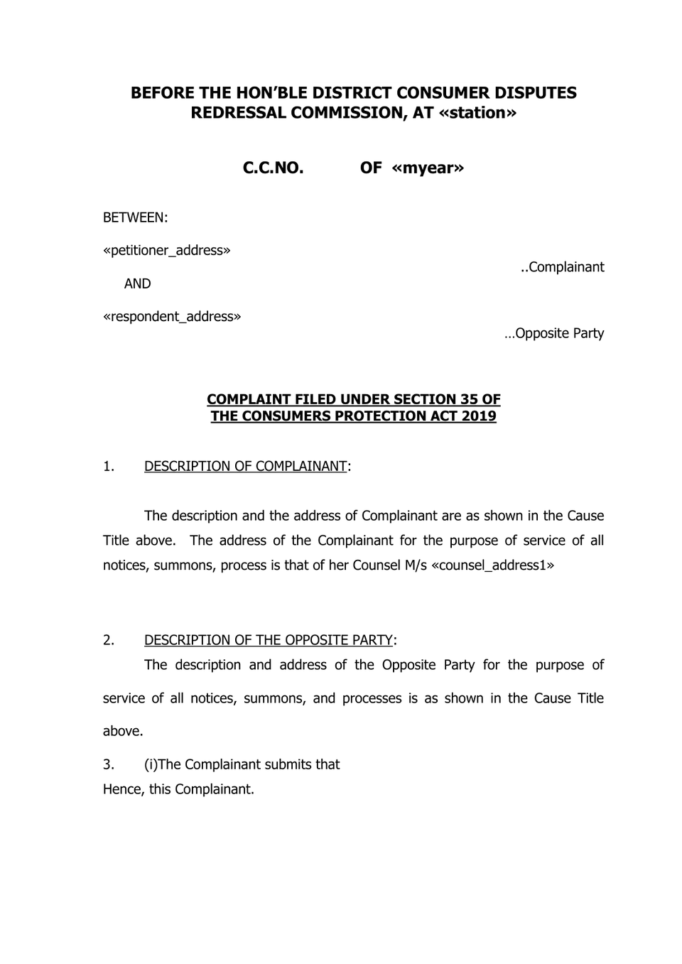 Consumer Case Petition preview