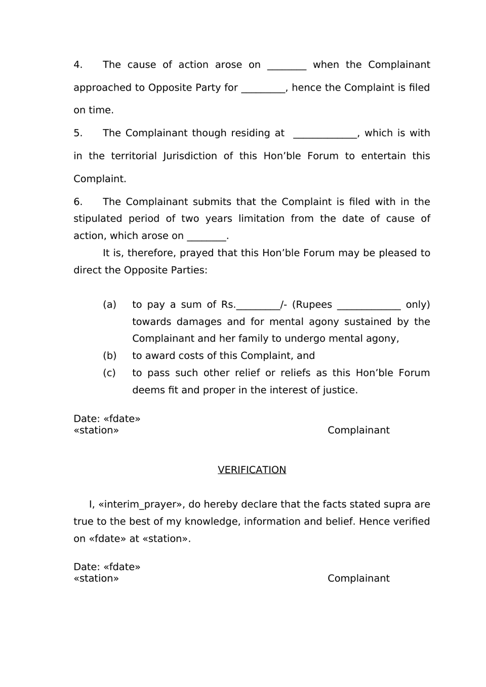Consumer Case Petition preview page 2