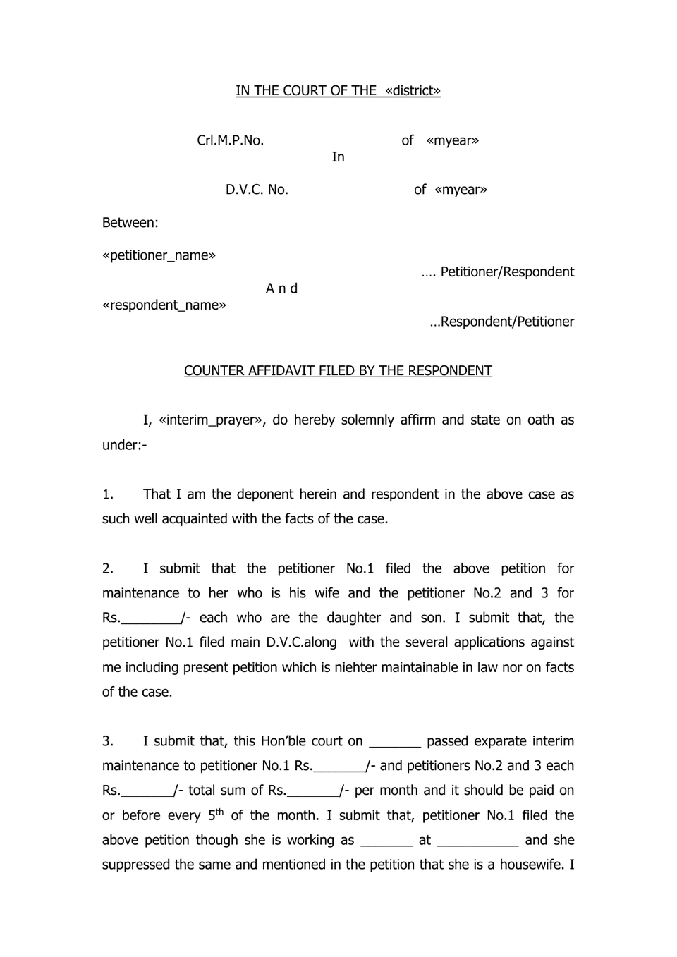 Counter Petition In Dvc preview