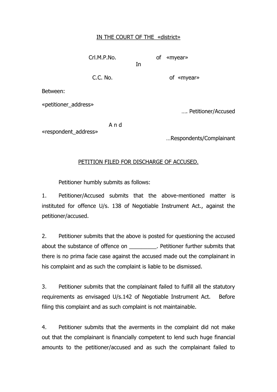 Discharge Petition preview